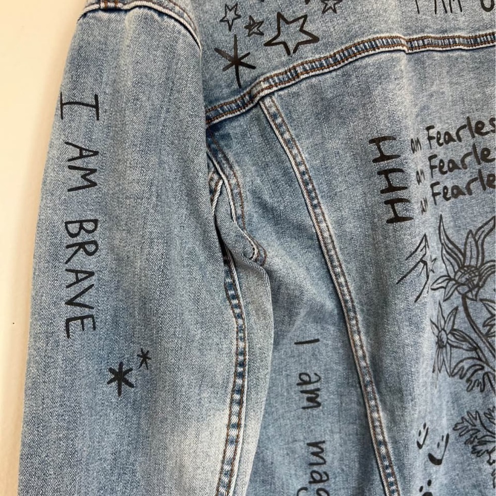 Medium Denim Jacket With Graffiti - image 6